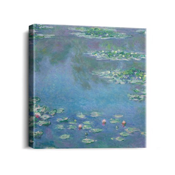 Claude Monet Canvas Wall Art - Water Lilies Classic Artwork Picture Print with Framed Famous Oil Painting Hang for Home Office Bedroom Living Room Wall Decor-13.5" X13.5"
