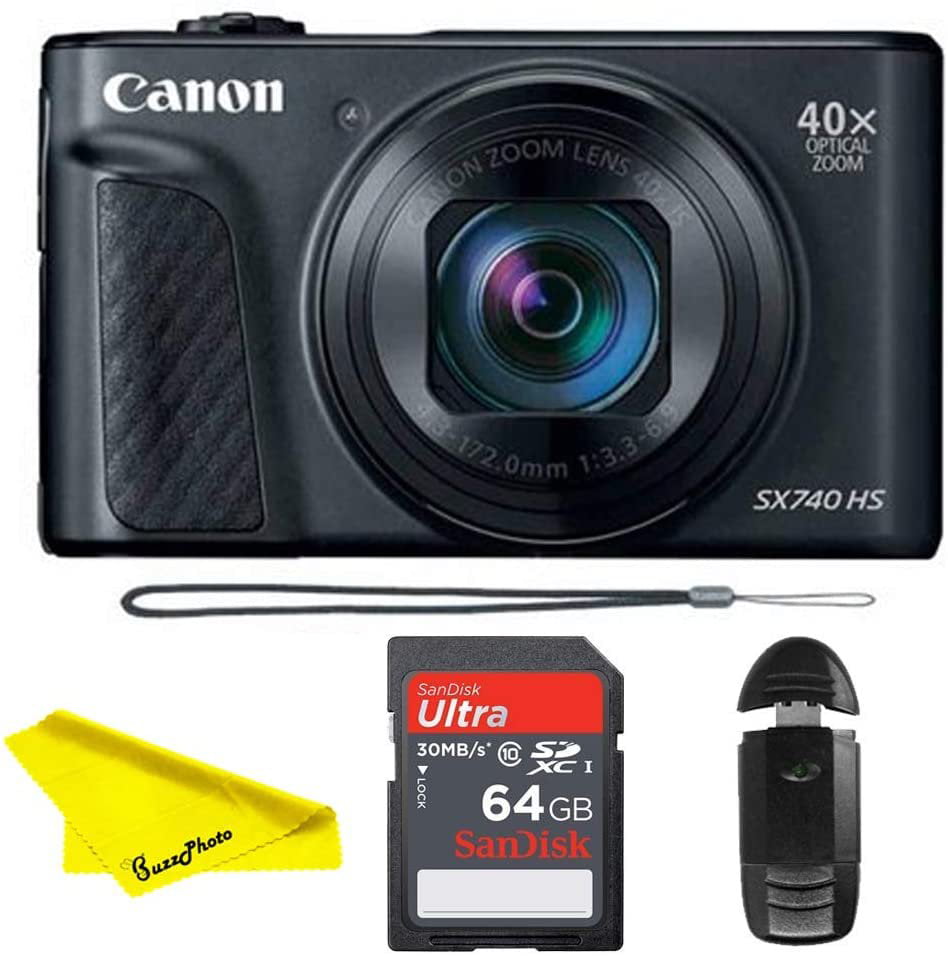 Regeren Hij niets Canon PowerShot SX740 HS 20.3MP Digital Camera Black with 64GB Memory card  - Walmart.com