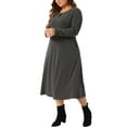 thumbnail image 4 of Agnes Orinda Plus Size Shirt Dress for Women Crew Neck Button Long Sleeve Casual Dresses with Pockets 4X Dark Gray, 4 of 6