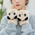 thumbnail image 2 of Gants d'Étudiant en Peluche Panda Dessin Animé Hiver Couverture Rabattable Gants Chauds pour Extérieur, 2 of 10