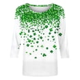 thumbnail image 5 of St. Patrick's Day Shirt for Women Glitter Clover Graphic T-Shirt 3/4 Sleeve Crewneck Festival Apparel Shamrock Print Sparkle Irish Holiday Tops, 5 of 5