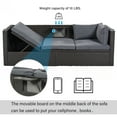 thumbnail image 5 of Patio Sectional Daybed, Outdoor Wicker Furniture Set with Retractable Canopy, Sectional Sofa Set w/Height Adjustable Table & Cushions for Patio Deck Poolside Garden Backyard, 5 of 10