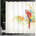 thumbnail image 4 of Ambesonne Summer Shower Curtain, Parrot Tree Branch Flora, 69"Wx84"L, Cream Red Green, 4 of 5