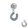 thumbnail image 1 of Beaded Blue Crystal Horseshoe with Good Luck - Pebble Charm Bead, 1 of 1
