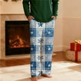 thumbnail image 4 of Couple's Plaid Printed Elastic Waist Sleep Pants 2025 Trendy Unisex Straight Leg Double Pockets Loose Home Loungewear Matching Casual Bottoms for Him & Her, 4 of 9