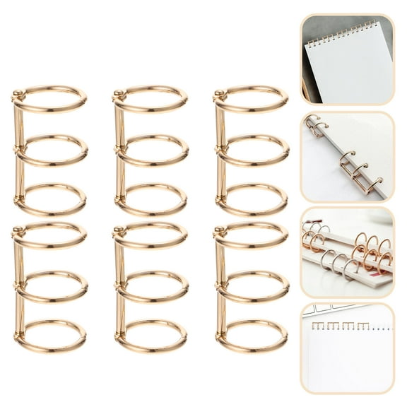 GOOHOCHY  6 Pcs Folder Ring Organizers Binder Clips Rings Office Golden