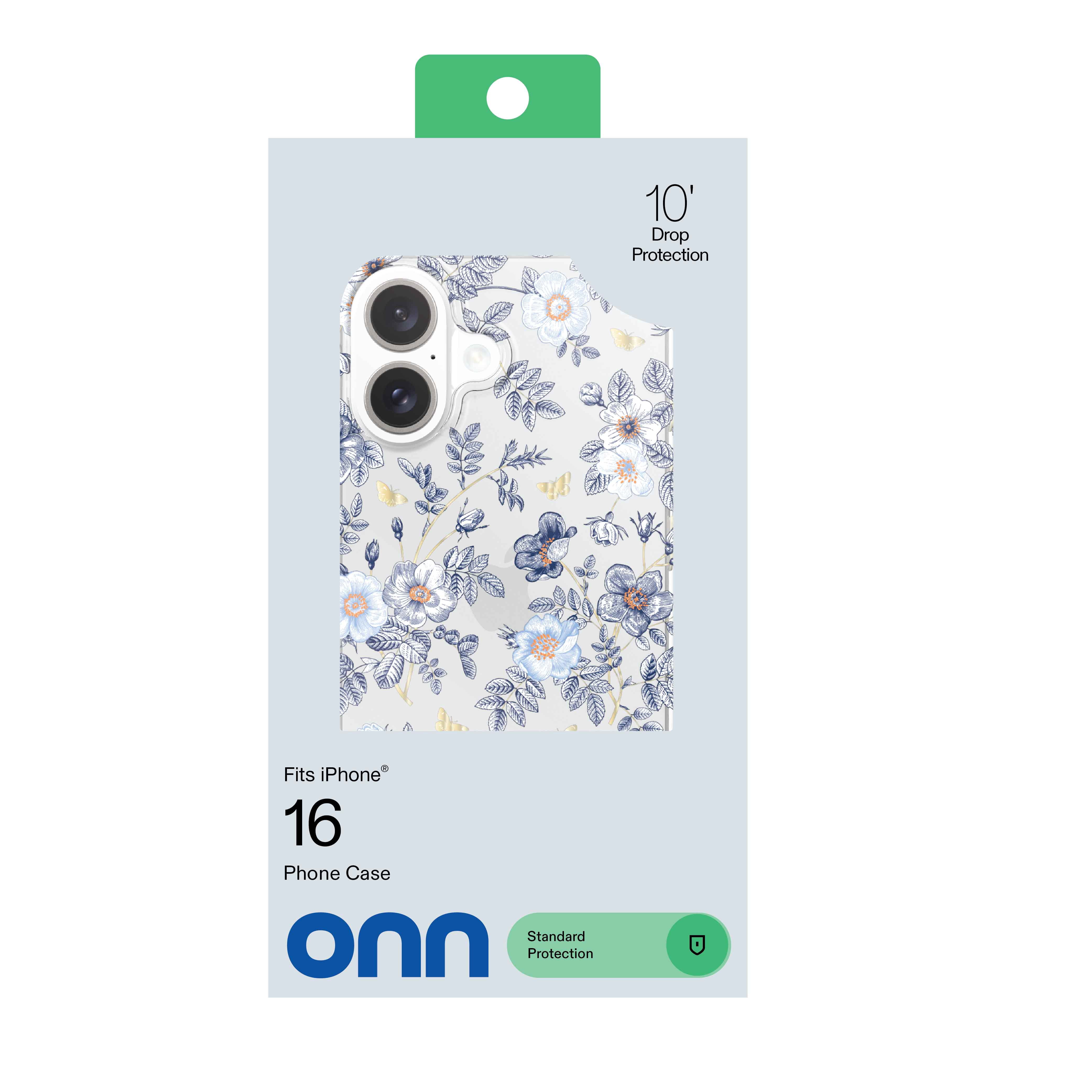 onn Blue Toile Phone Case for iPhone 16
