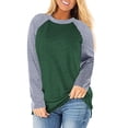thumbnail image 2 of Birdeem Womens Plus Size Long Sleeve Color Matching Raglan Sleeve T-Shirt Tops, 2 of 5