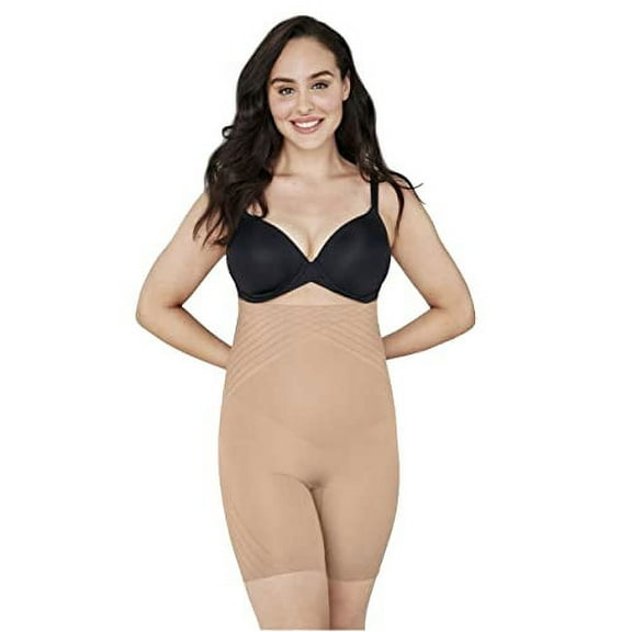 Maidenform Self Expressions Women's Feel Good Fashion Seamless High-Waist Thigh Slimmer - (Beige, Medium)