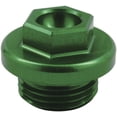 thumbnail image 2 of Works Connection Oil Filler Plug, CNC Machined 6061 T-6 Aluminum, Green Anodized, Replaces Stock Plastic Plug, Kawasaki/Suzuki, Made in USA (24-198), 2 of 5