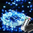 thumbnail image 1 of WWS-Plug in Fairy Lights with Adapter Remote Timer, 8 Modes 33ft 100 LED Dimmable String Lights, Waterproof Firefly Starry Lights Twinkle Lights for Indoor Outdoor Decoration, UL-Listed (Blue), 1 of 4