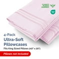 thumbnail image 3 of CGK Linens Extra Soft Pillowcases Set of 4 - King Size Hotel Luxury Breathable & Cozy 4-Piece Pillow Covers, Light Pink, 3 of 7
