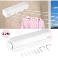 thumbnail image 2 of 4Line Retractable Clothesline, Wall Mounted Laundry Washing Line Drying Rack Indoor Outdoor Clothes Dryer(3.2m), 2 of 7