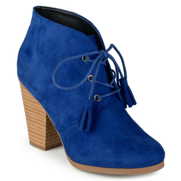 Brinley Co. - Women's Chunky Heel Lace-Up Faux Suede Ankle Booties ...