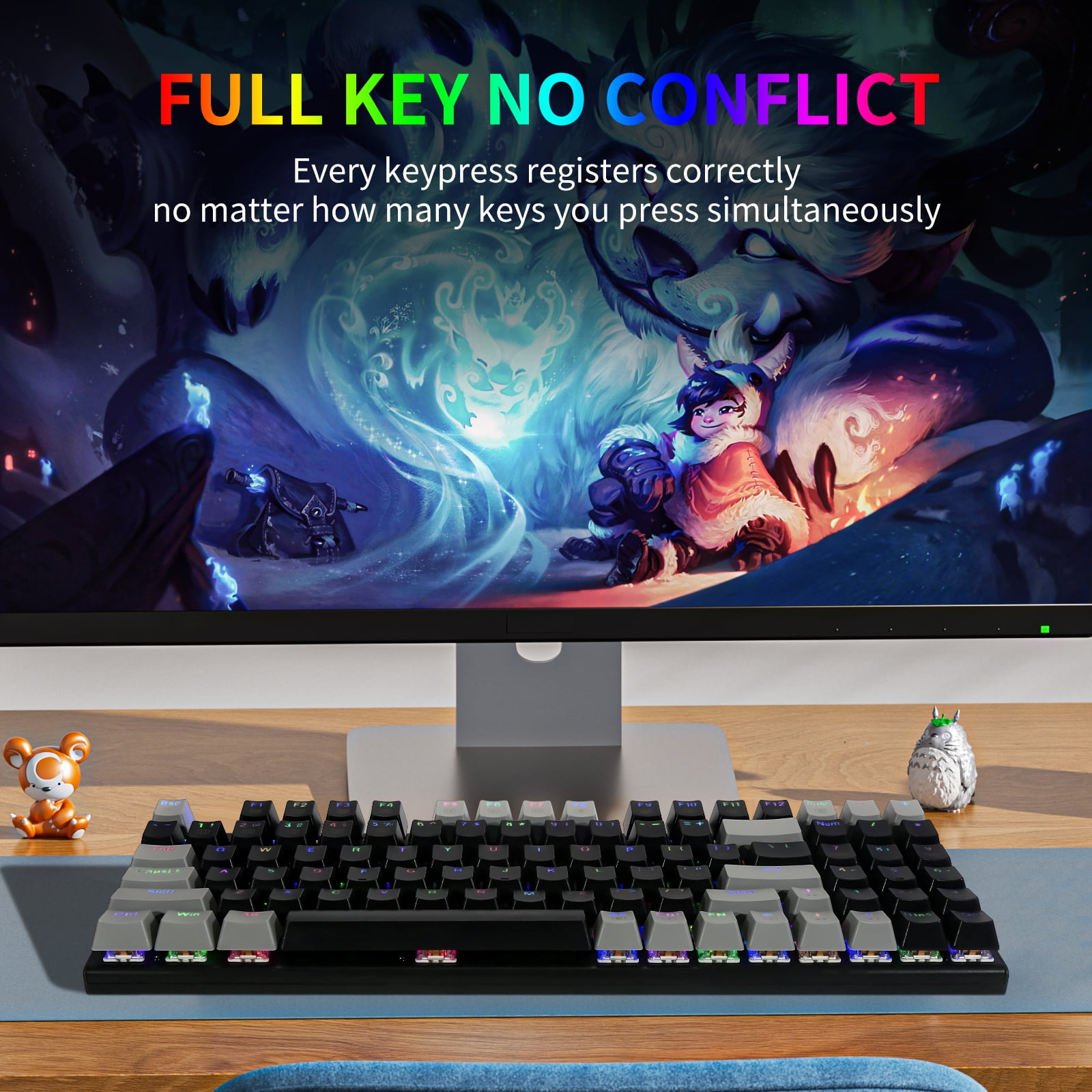 E-YOOSO Z-19 Mechanical Gaming Keyboard with Number Pad, True RGB Backlit, Hot Swappable Blue Switches, Pro Software Supported, Wired Compact 94 Keys for PC/Computer/Laptop, Black Grey