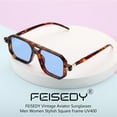 thumbnail image 5 of FEISEDY Vintage Square 70s Flat Aviator Sunglasses Women Men Classic Retro Stylish Frame UV400 Sunglasses B2622, 5 of 15