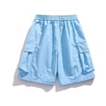 thumbnail image 5 of Men's Camo Cargo Shorts Elastic Waist Drawstring Short Pants Summer Work Casual Relaxed Fit Fishing Big and Tall Camo Cargo Short Multi Pockets Twill Quick Dry Bermuda Shorts,Blue 2XL, 5 of 5