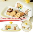thumbnail image 4 of BOWTONG Sunflower Bee Butter Dish with Lid Ceramic Butter Dishes Yellow Butter Holder Butter Keeper Butter Serving Container, Thick-Walled Ceramic Butter Dish, Dishwasher, 4 of 10