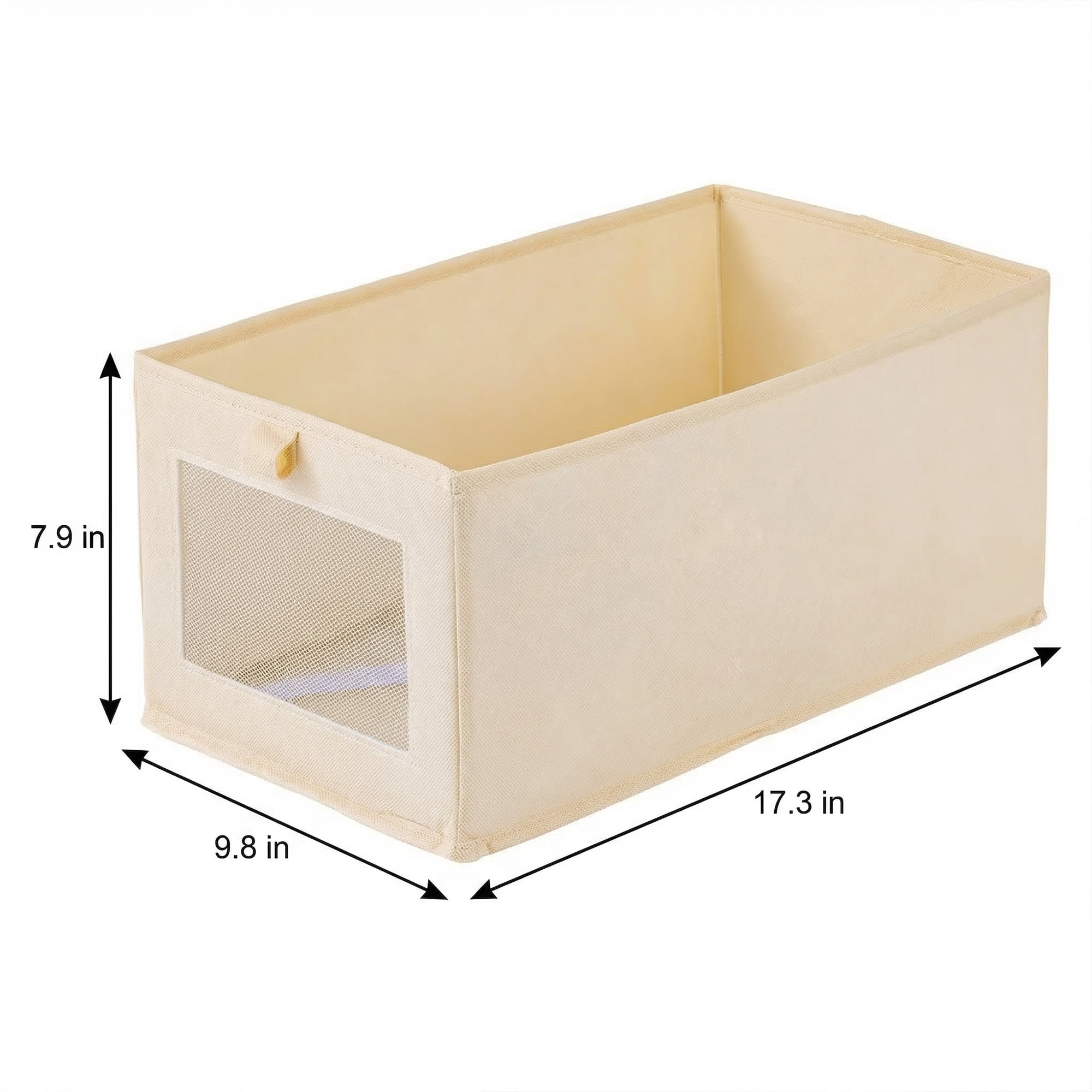 Unique Bargains 3pcs Storage Cube Fabric Storage Bins Beige 17.3*9.8*7.9in