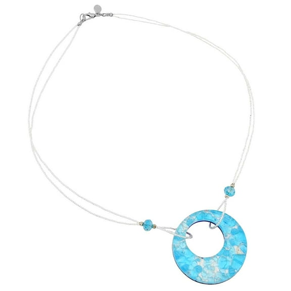 GlassOfVenice Murano Glass Lava Necklace - Aqua Blue
