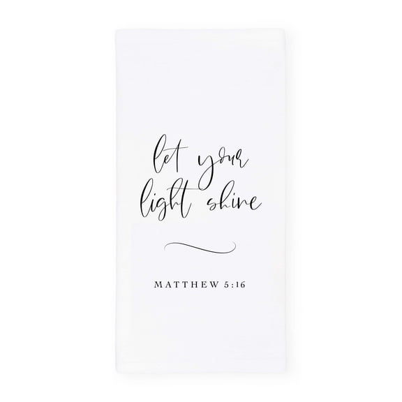 Let Your Light Shine, Matthew 5:16 Cotton Canvas Scripture, Bible Kitchen Tea Towel