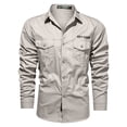 thumbnail image 4 of HCURIBAD Mens Shirts, Men's Fall Cotton Outdoor Shirt with Pocket Mens Button down Long Sleeve Shirt Work Shirts for Men, Mens Clothes 1x Shirt Beige XL, 4 of 4