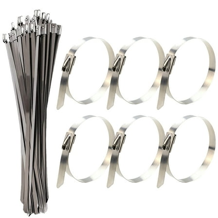 30 Pcs Metal Zipper Tie Stainless Steel Self-locking Ties Chain Cable Heavy Duty Holder