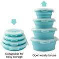 thumbnail image 2 of Set of 4 Collapsible Foldable Silicone Food Storage Container, Leftover Meal Box With Airtight Plastic Lids For Kitchen, Bento Lunch Boxes-Microwave, Dishwasher and Freezer Safe (Blue), 2 of 7