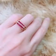 thumbnail image 2 of Bluebelljewels 2Ct Princess Lab Created Ruby Wedding Band Men's Ring 14K Yellow Gold Finish, 2 of 5