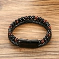 thumbnail image 4 of Charm Men Bracelet Rope Stainless Steel Magnetic Natural Stone Leather Beaded Braclet Volcanic Stone bracelet bangles Chain Gift, 4 of 6