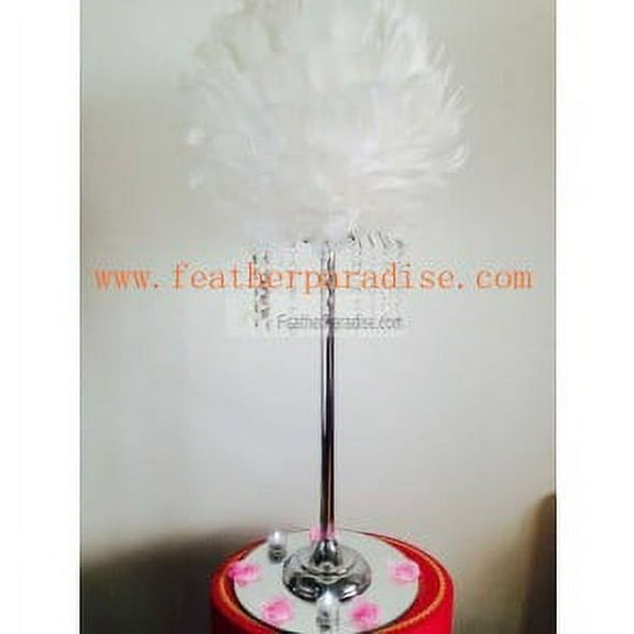 Feather Ball Centerpieces with Crystal Flower Stand -White New!!!