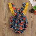 thumbnail image 2 of Kmbangi Color Block Tie Up Floral Print Fly Sleeve Square Collar Romper, 2 of 6