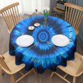 thumbnail image 3 of Blue Tie Dye Spiral Pattern Round Tablecloth 60"x60",Wrinkle Wipeable Table Cloth for Kitchen Dining Room Picnic Patio Party, 3 of 6