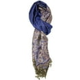 thumbnail image 2 of Luxurious Double Layered Jacquard Big Paisley Pashmina Shawl Wrap Scarf Royal, 2 of 7