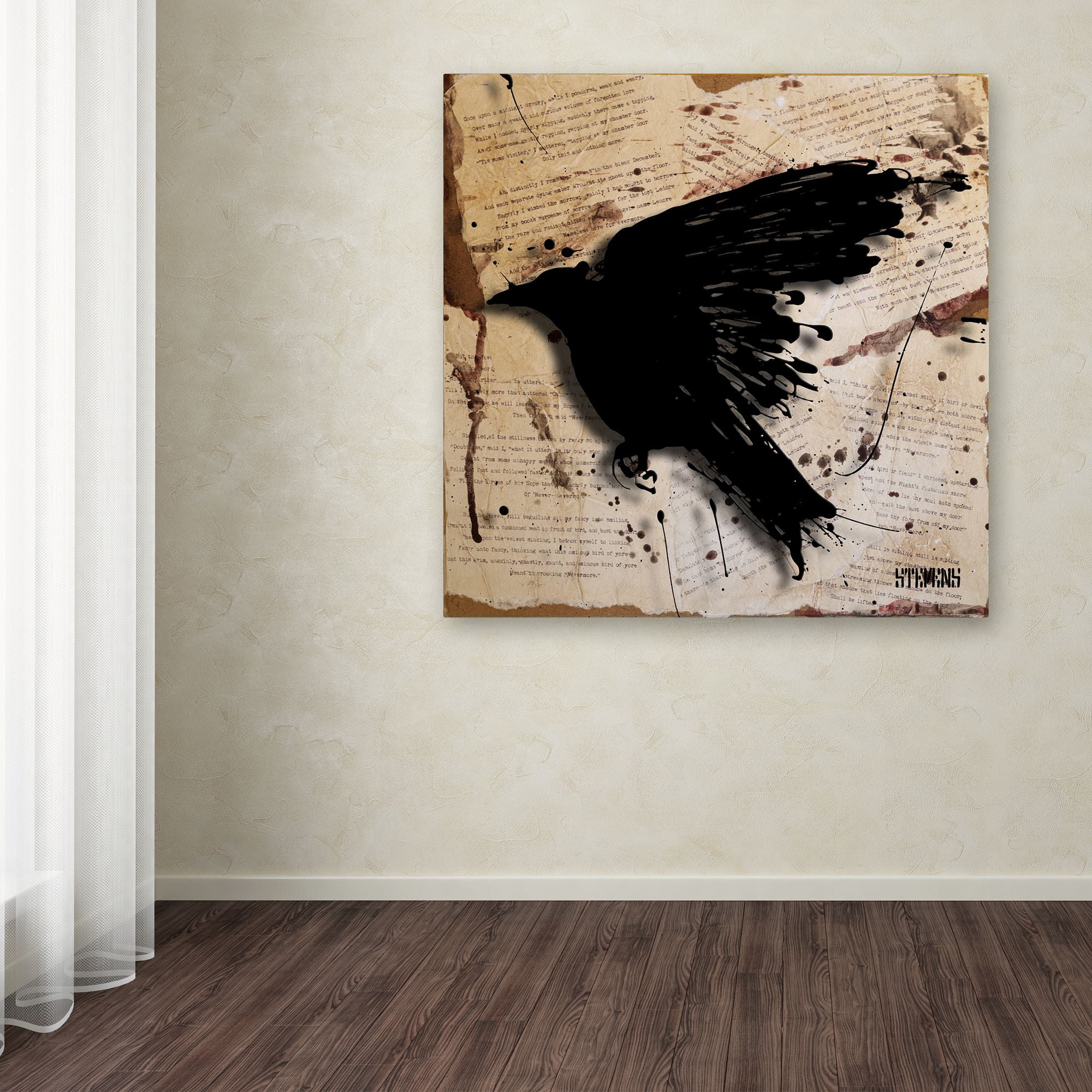Trademark Fine Art Roderick Stevens 'The Raven 3' 35 x 35 (RS1013-C3535GG)