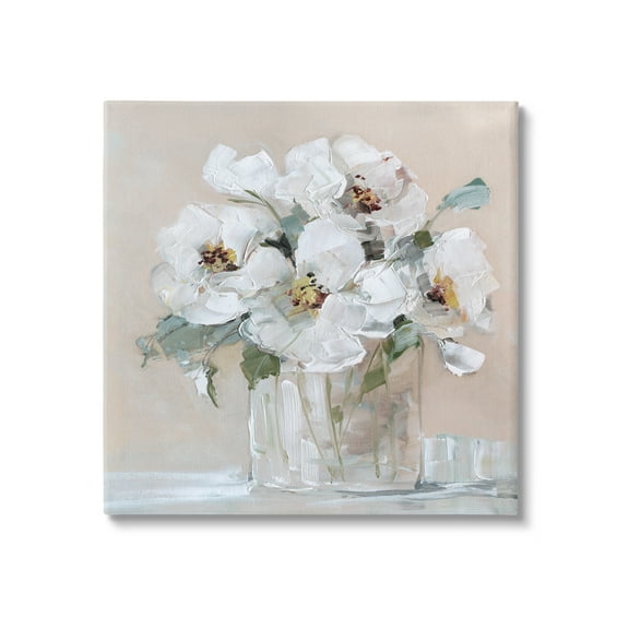 Stupell Industries Traditional White Blooms Flower Arrangement Still Life Painting Gallery Wrapped Canvas Print Wall Art, Design by Sally Swatland
