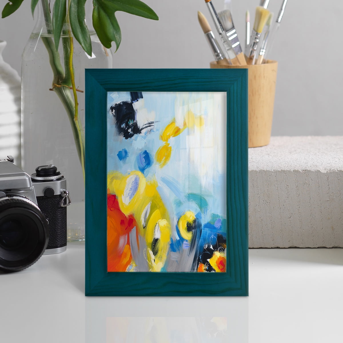 In the Loop III -Framed Print w/glass-Ocean Blue