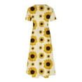 thumbnail image 3 of Womens Sunflower Tiered Swing Midi Dresses Casual 2024 Summer Crewneck Short Sleeve Flowy Beach Dress with Pockrts, 3 of 4