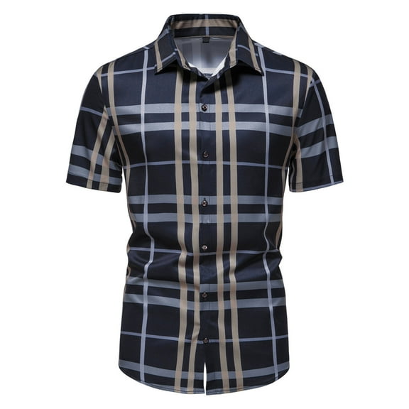 IROINNID Men's Summer Casual Print Business Short Sleeve Shirt