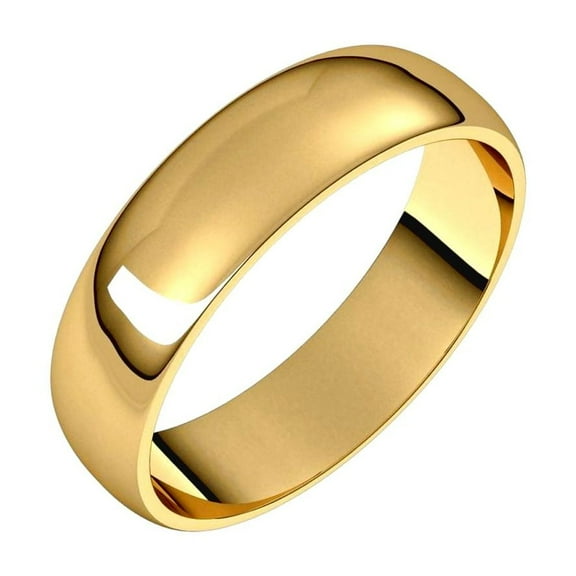 14k Yellow Gold 5mm Light Half Round Band Ring Size 11.5 Ring for Women and Men - 4.3 Grams