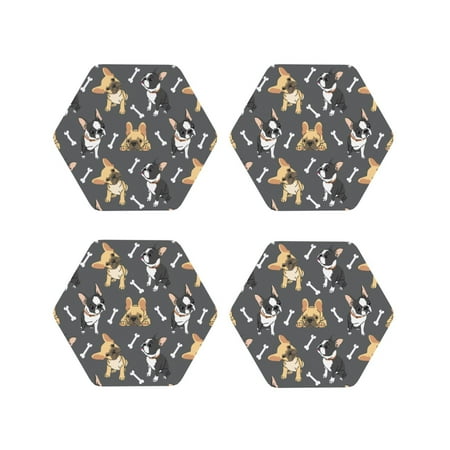 

Leather Coasters with Heat-resistant for Drinks Two color french bulldog -标题2 Hexagon