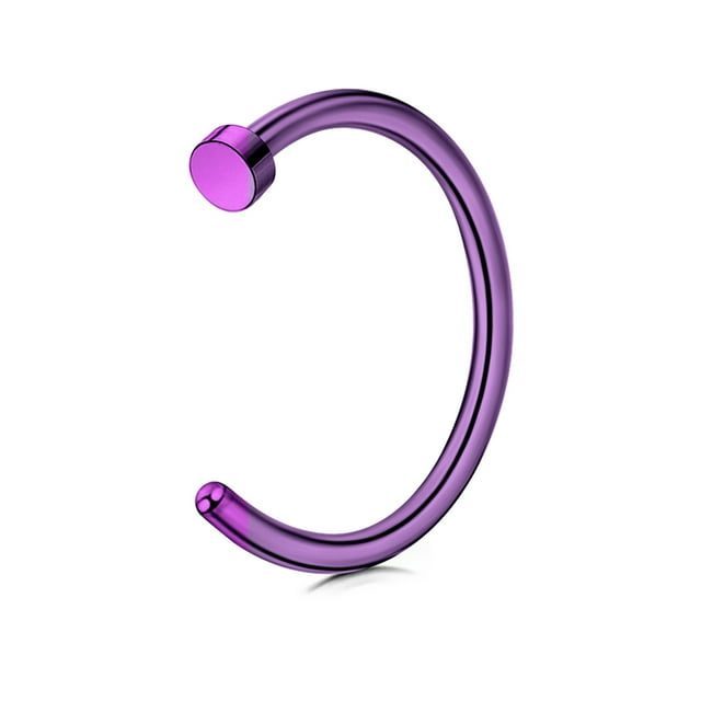 Nvzi 2 piezas de aro de nariz abierto unisex de acero de titanio quirúrgico, piercing de nariz de 8 mm, color morado