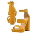 thumbnail image 2 of Women's Casual Sandal | Round Open Toe | Triple Band Adjustable Ankle Strap Buckle | Platform Block Chunky Heel Sandals, 2 of 3