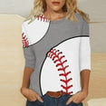 thumbnail image 2 of Women's 3/4 Sleeve Tunic Tops Loose Fit Flowy Y2K Tops Dressy Casual Round Neck Blouse Basic Tees for Sports Fashion 2024 Baseball Graphic Tops Summer Clothes for Teen Girls Vintage Gray T Shirts XL, 2 of 5