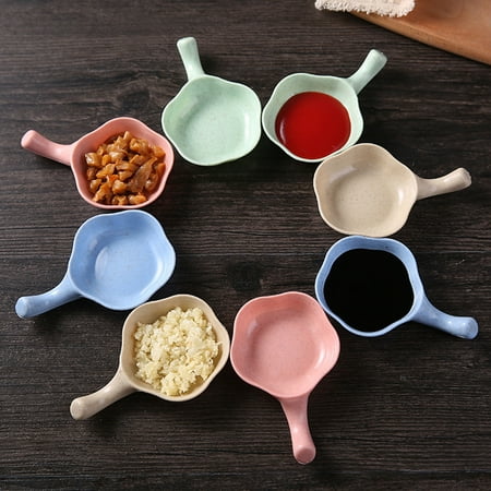 

Deyuer Seasoning Plate Flower Shape with Handle Small Size Plates Serving Saucers Bowl for Sauce Pink