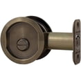 thumbnail image 2 of Round Pocket Door Lock, Privacy (Bed/Bath) Latch, 2-3/8" Backset, RCL, Antique Brass by Stone Harbor Hardware, 2 of 3