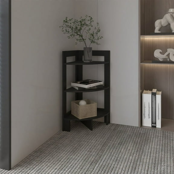 Riga Corner 3-Tier Shelf Side Table | Small Space Solution | 31.7" High