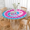 thumbnail image 3 of Pink Blue Tie Dye Spiral Round Fitted Tablecloth with Elastic Edge,Dining Table Cover Waterproof,Outdoor Round Tablecloth for Camping,Dining,Indoor and Outdoor, 3 of 7