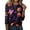 01#Purple, variant on Women's Gothic Red Moon Rose Ghost Haunted Castle 3/4 Sleeve Round Neck Tunic Top, Casual Loose Fit Spooky Halloween Graphic Blouse for Fall Party Daily Wear 3XL
