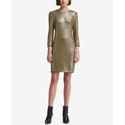 DKNY Womens Long Sleeve Sequin Dress